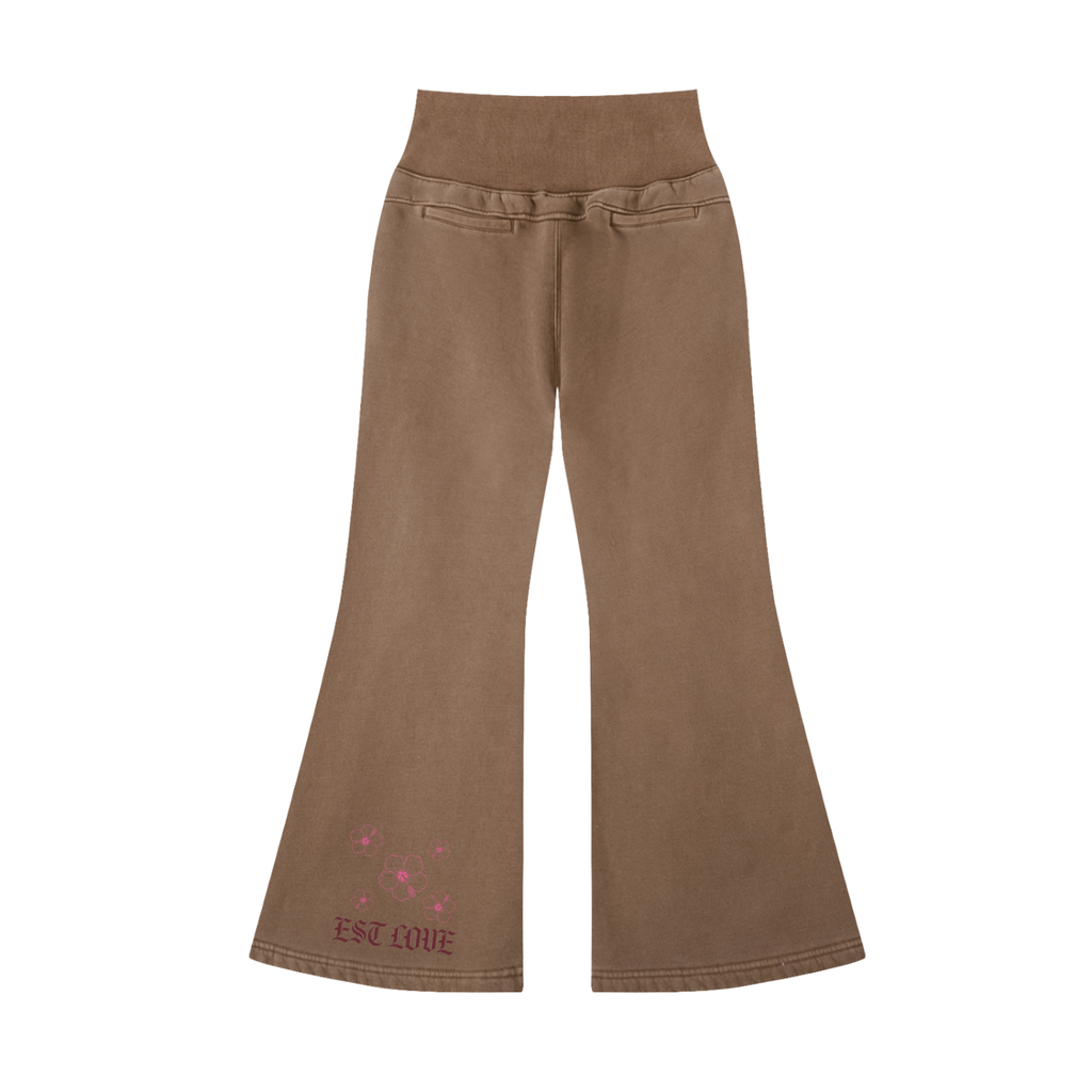 EST LOVE Vintage Washed Flared Fleece Pants