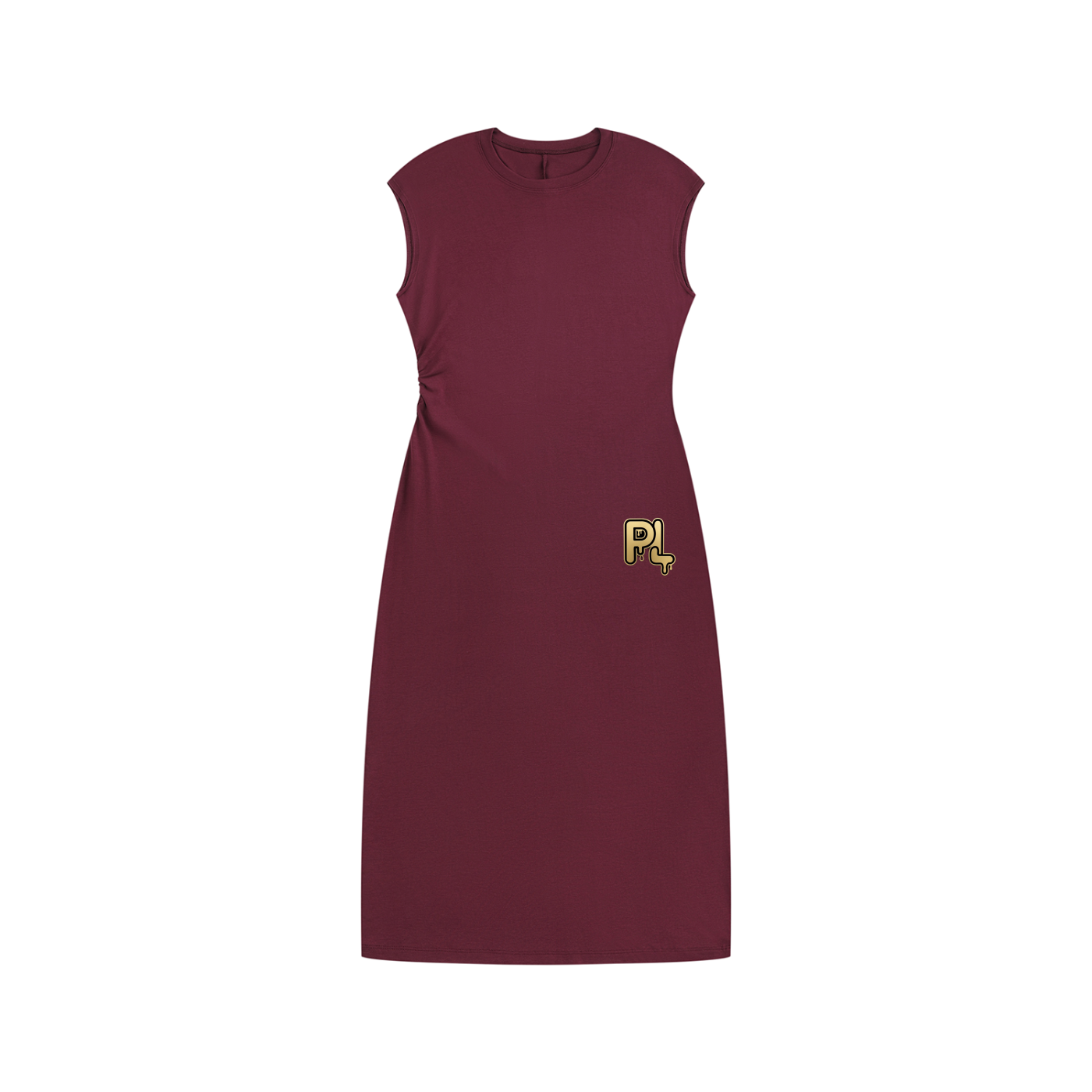 P Lyfe Ruched Bodycon Midi Dress