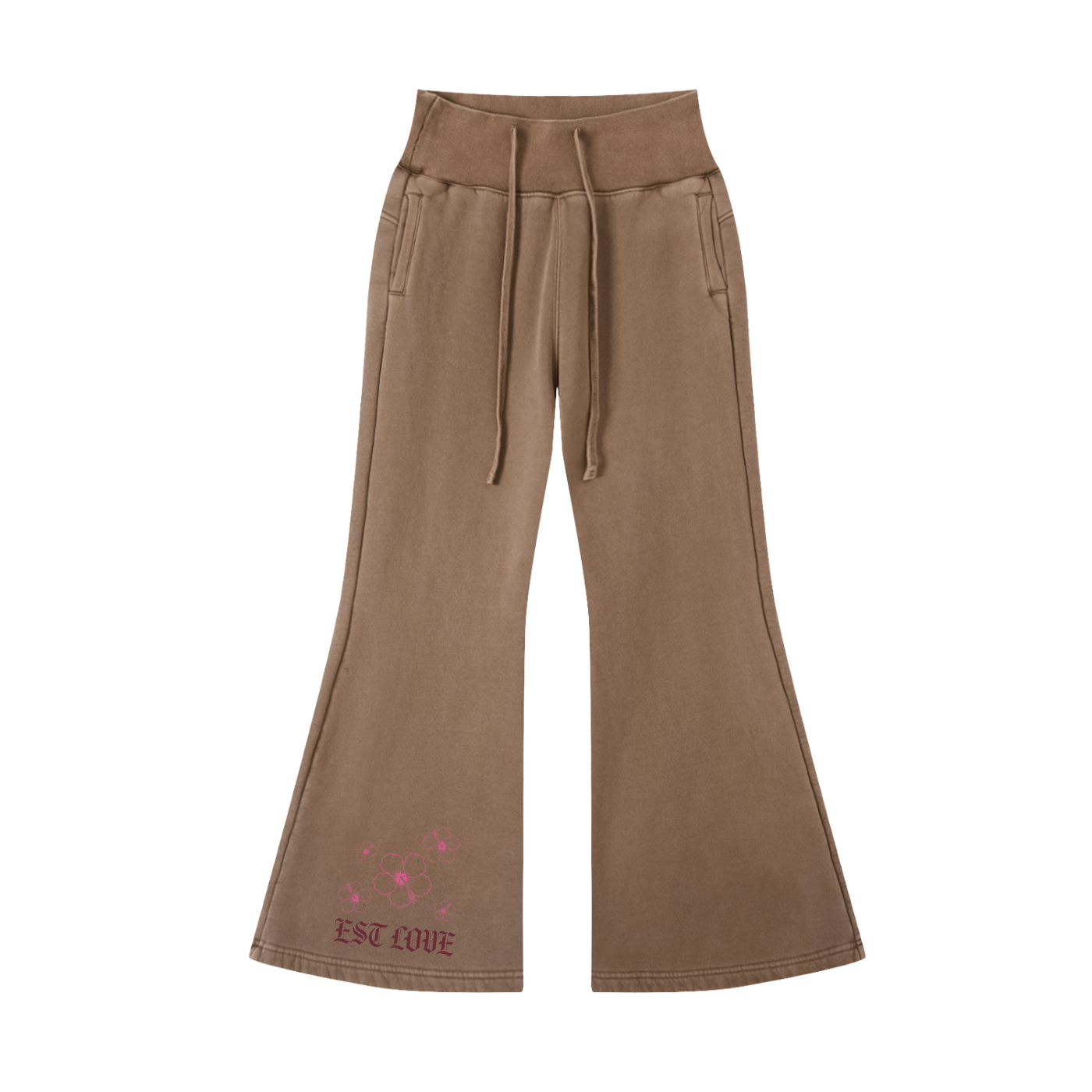 EST LOVE Vintage Washed Flared Fleece Pants