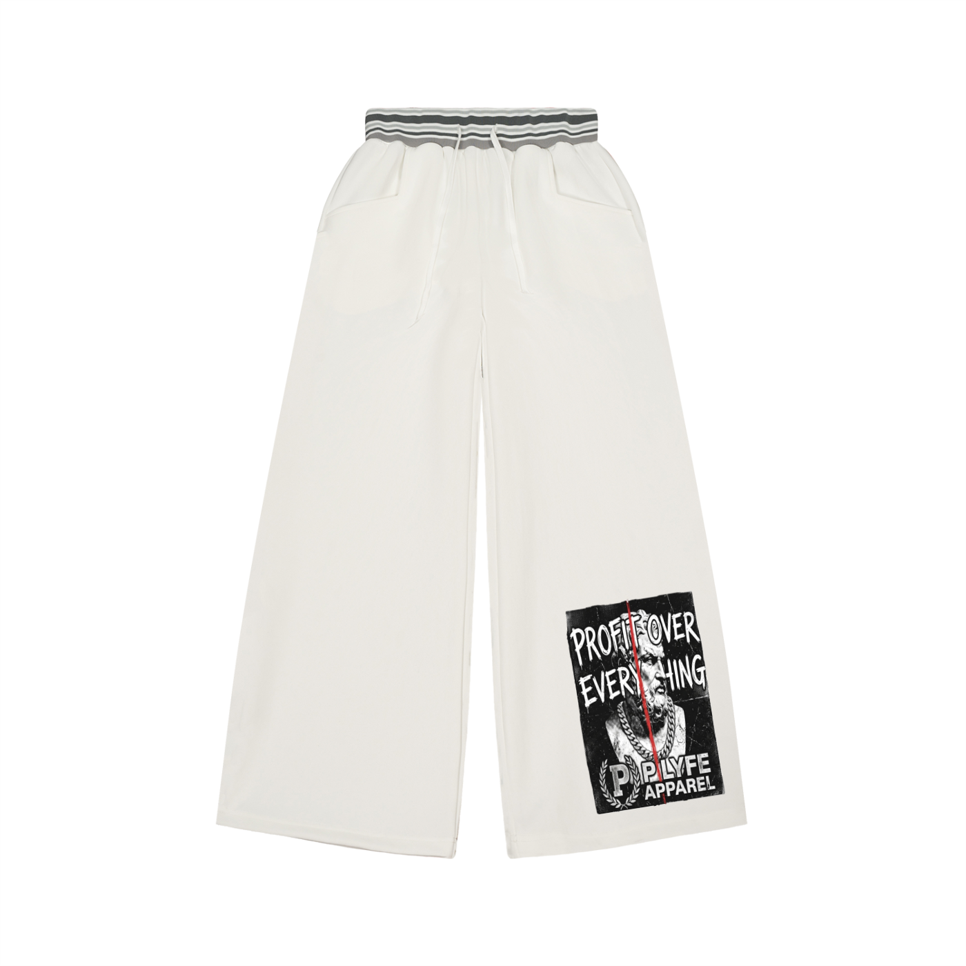 P Lyfe Striped Waist Wide Leg Pants